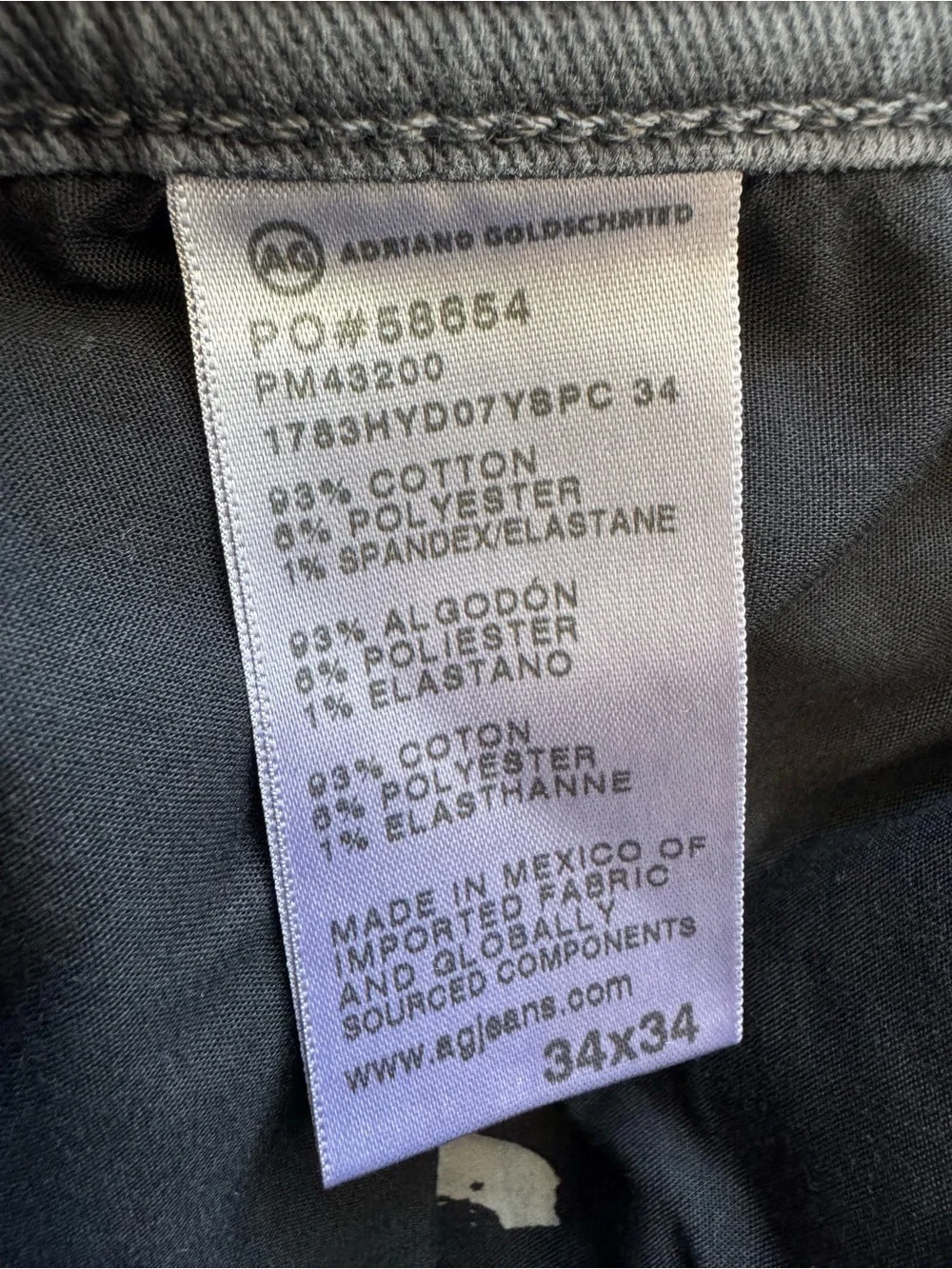 AG Adriano Goldschmied Tellis Jean Modern Slim 7 Years Sulfur Pure Black Grey